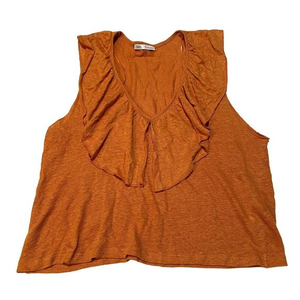 Zara Women's Orange Sleeveless V-Neck Blouse Regular Fit Size small‎ | i1